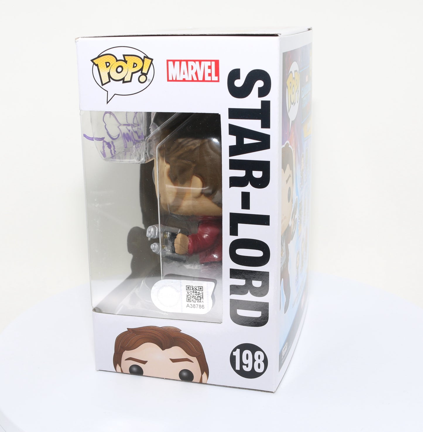 
                  
                    Chris Pratt as Star-Lord in Guardians of the Galaxy Vol. 2 (SWAU) Signed Funko POP! #198
                  
                