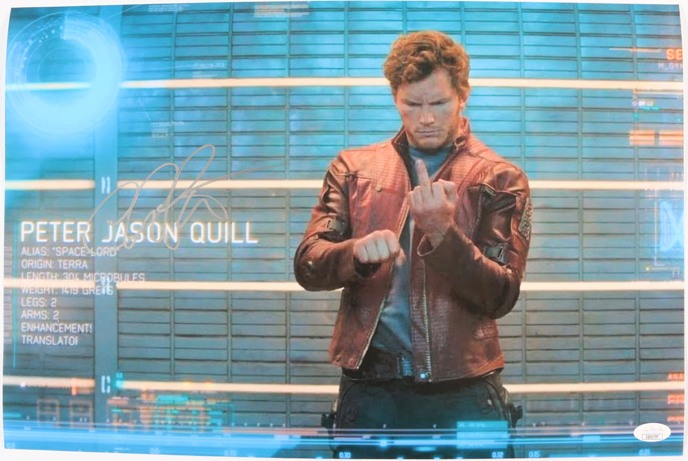 Chris Pratt as Star-Lord / Peter Quill in Guardians of the Galaxy (JSA) Signed 12x18 Photo