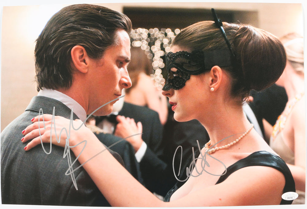 Christian Bale as Bruce Wayne / Batman with Anne Hathaway as Selina Kyle / Catwoman in The Dark Knight Rises Signed 12x18 Photo