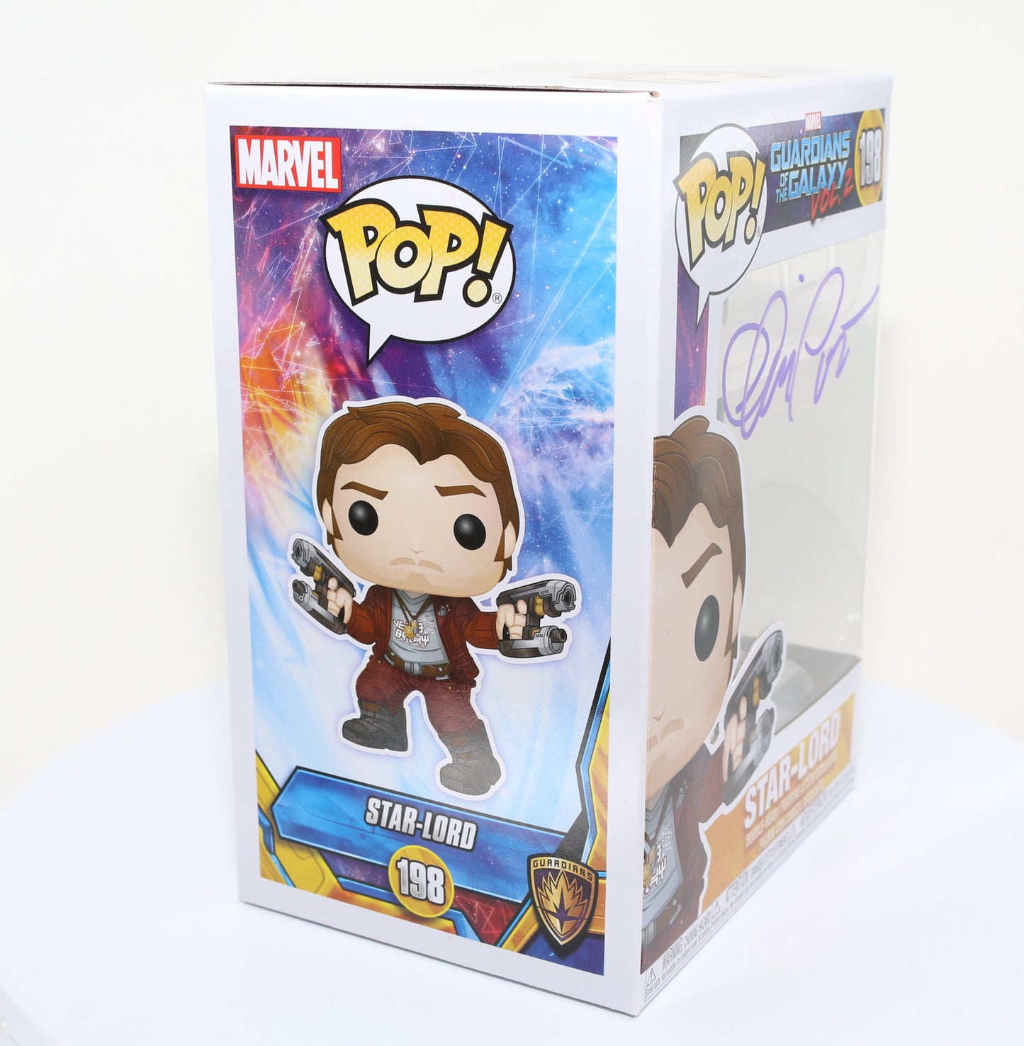 
                  
                    Chris Pratt as Star-Lord in Guardians of the Galaxy Vol. 2 (SWAU) Signed Funko POP! #198
                  
                