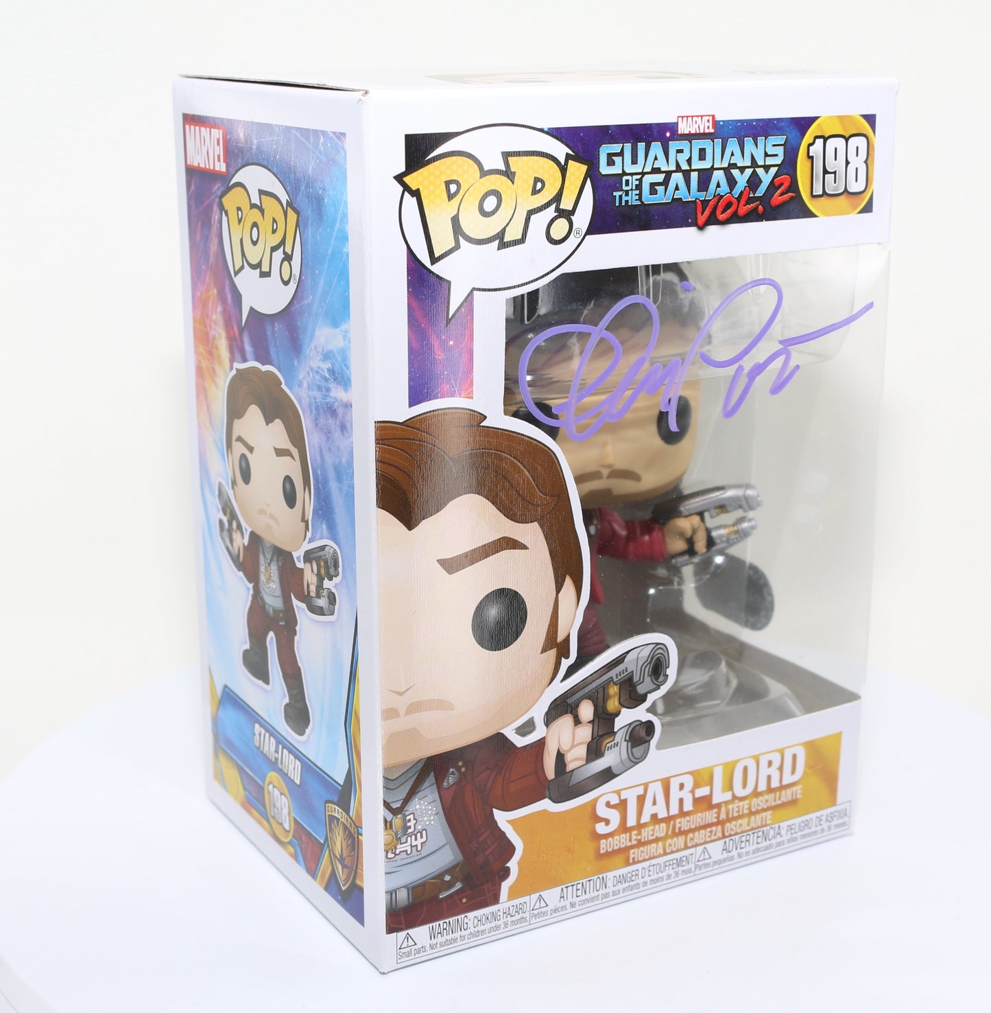 
                  
                    Chris Pratt as Star-Lord in Guardians of the Galaxy Vol. 2 (SWAU) Signed Funko POP! #198
                  
                