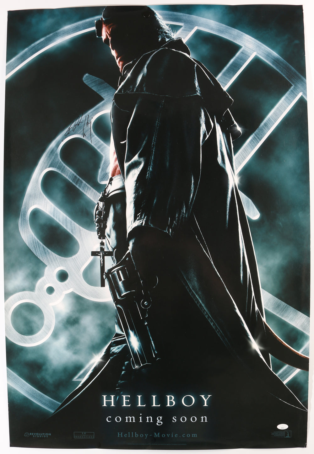 Ron Perlman as Hellboy in Hellboy (JSA) Signed 27x40 Poster with Character Name