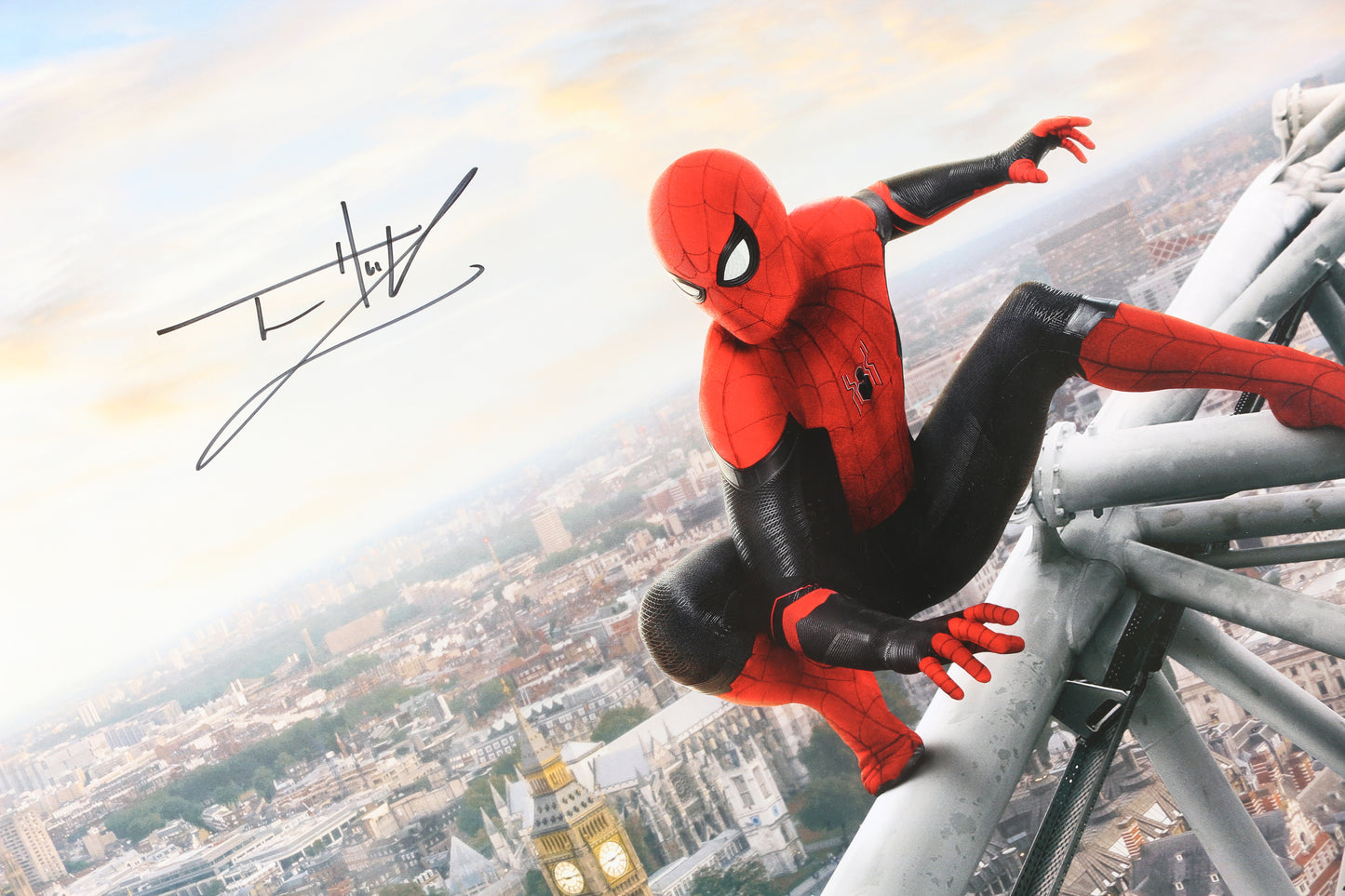 
                  
                    Tom Holland as Spider-Man in Spider-Man: Far From Home (JSA / The Brothers Trust) Signed 27x40 Poster
                  
                