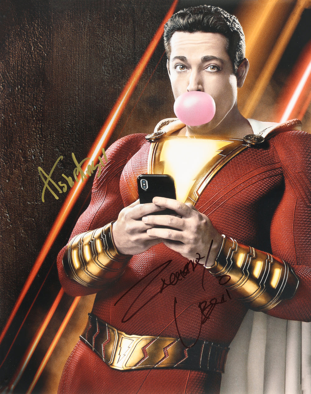 Zachary Levi & Asher Angel as Shazam in Shazam! Signed 16x20 Photo