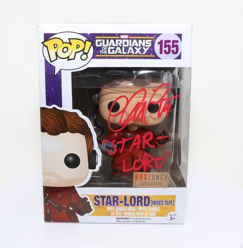 Chris Pratt as Star-Lord in Guardians of the Galaxy Box Lunch Exclusive (SWAU) Signed Funko POP! #155 with Character Name