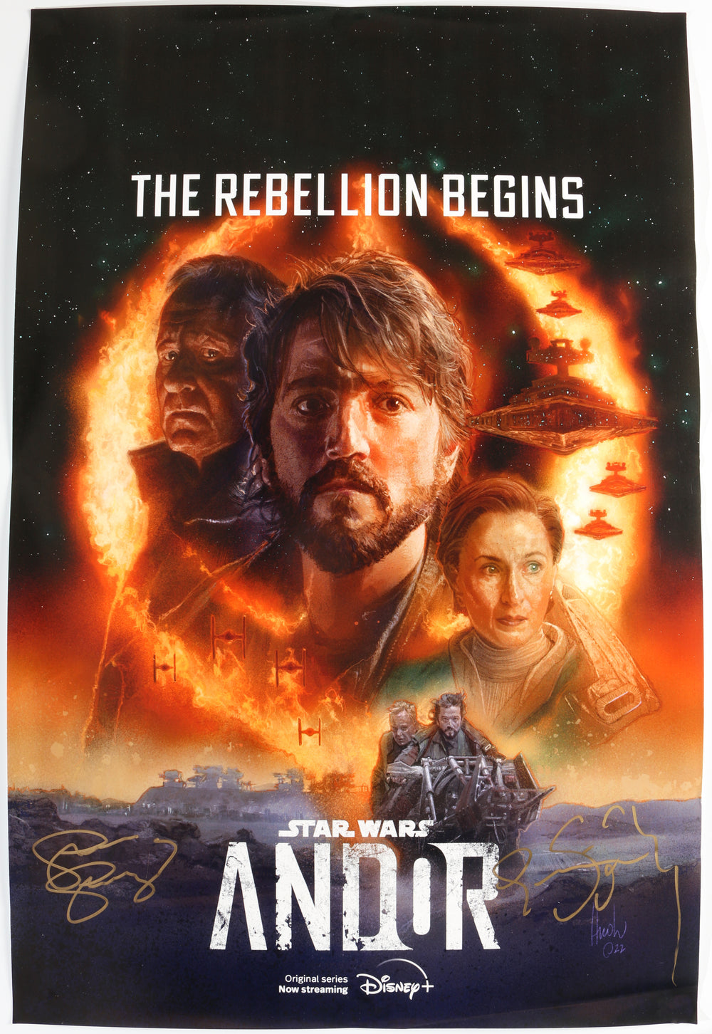 Genevieve O'Reilly as Mon Mothma & Stellan Skarsgård as Luthen Rael in Star Wars: Andor Signed 16x24 Mini Poster