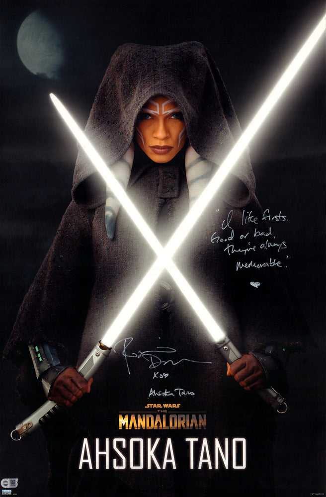 
                  
                    Rosario Dawson as Ahsoka Tano in Star Wars: The Mandalorian (SWAU) Signed 22.5x34 Poster with Character Name & Quote
                  
                