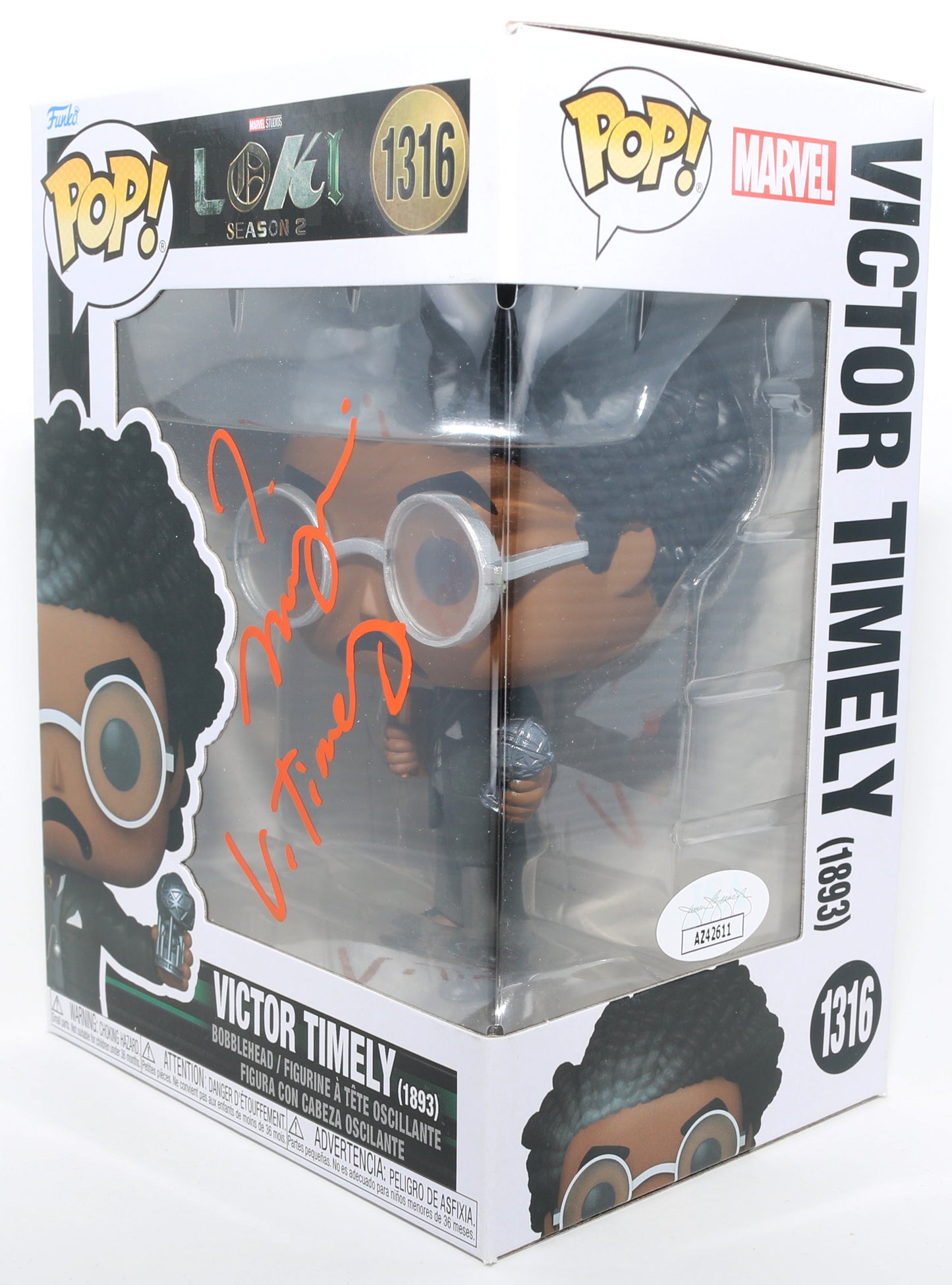 
                  
                    Jonathan Majors as Victor Timely in Loki (JSA) Signed Funko POP! #1316 with Character Name
                  
                