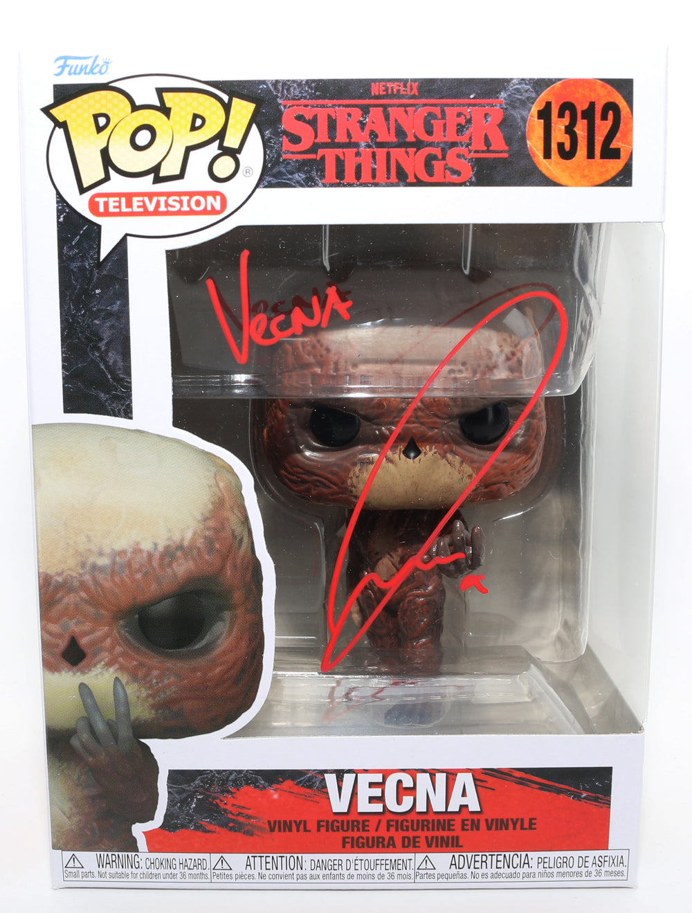 Jamie Campbell Bower as Vecna in Stranger Things Signed Funko POP! #1312 with Character Name