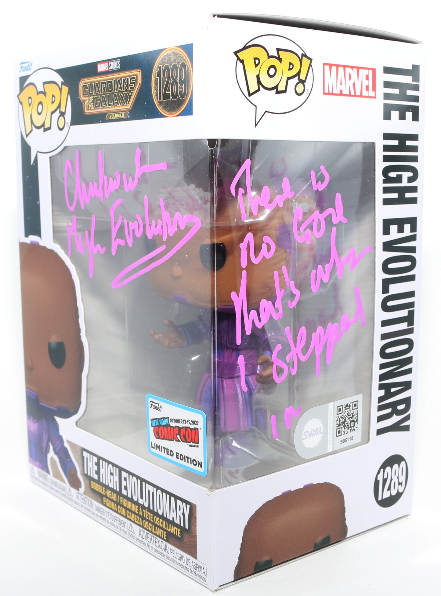 
                  
                    Chukwudi Iwuji as The High Evolutionary in Guardians of the Galaxy Vol. 3 2023 Fall Con Exclusive (SWAU) Signed Funko POP! #1289 with Character Name & Quote
                  
                