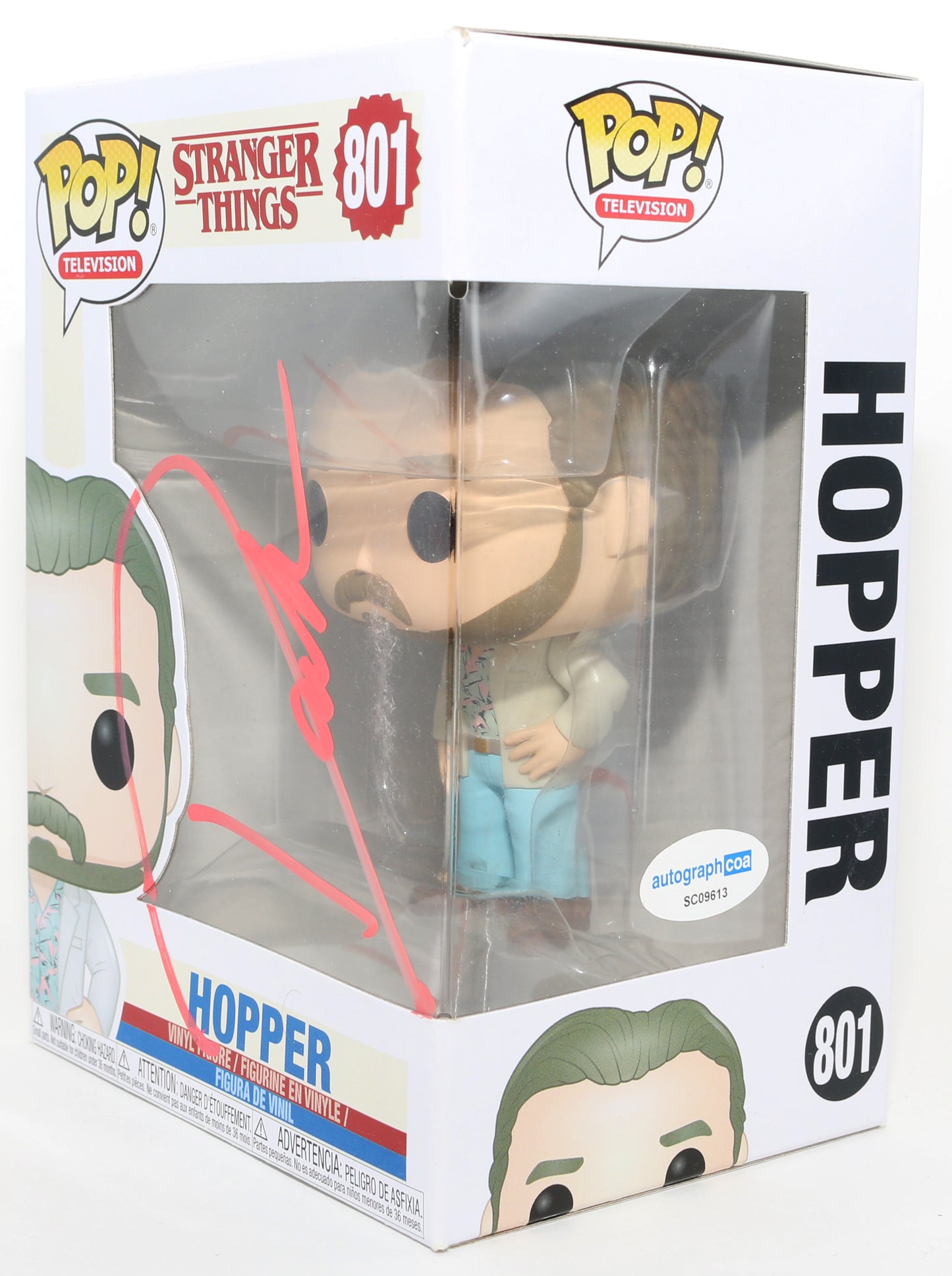 
                  
                    David Harbour as Hopper in Stranger Things (ACOA) Signed Funko POP! #801
                  
                