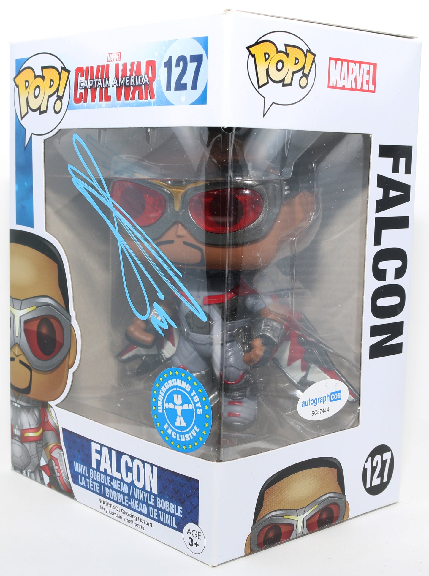 
                  
                    Anthony Mackie as Falcon in Captain America: Civil War Underground Toys Exclusive (ACOA) Signed Funko POP! #127
                  
                