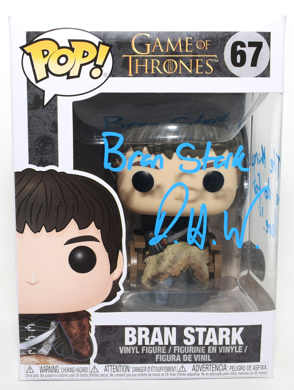 Isaac Hempstead Wright as Bran Stark in Game of Thrones (SWAU) Signed Funko POP! #67 with Character Name & Quote