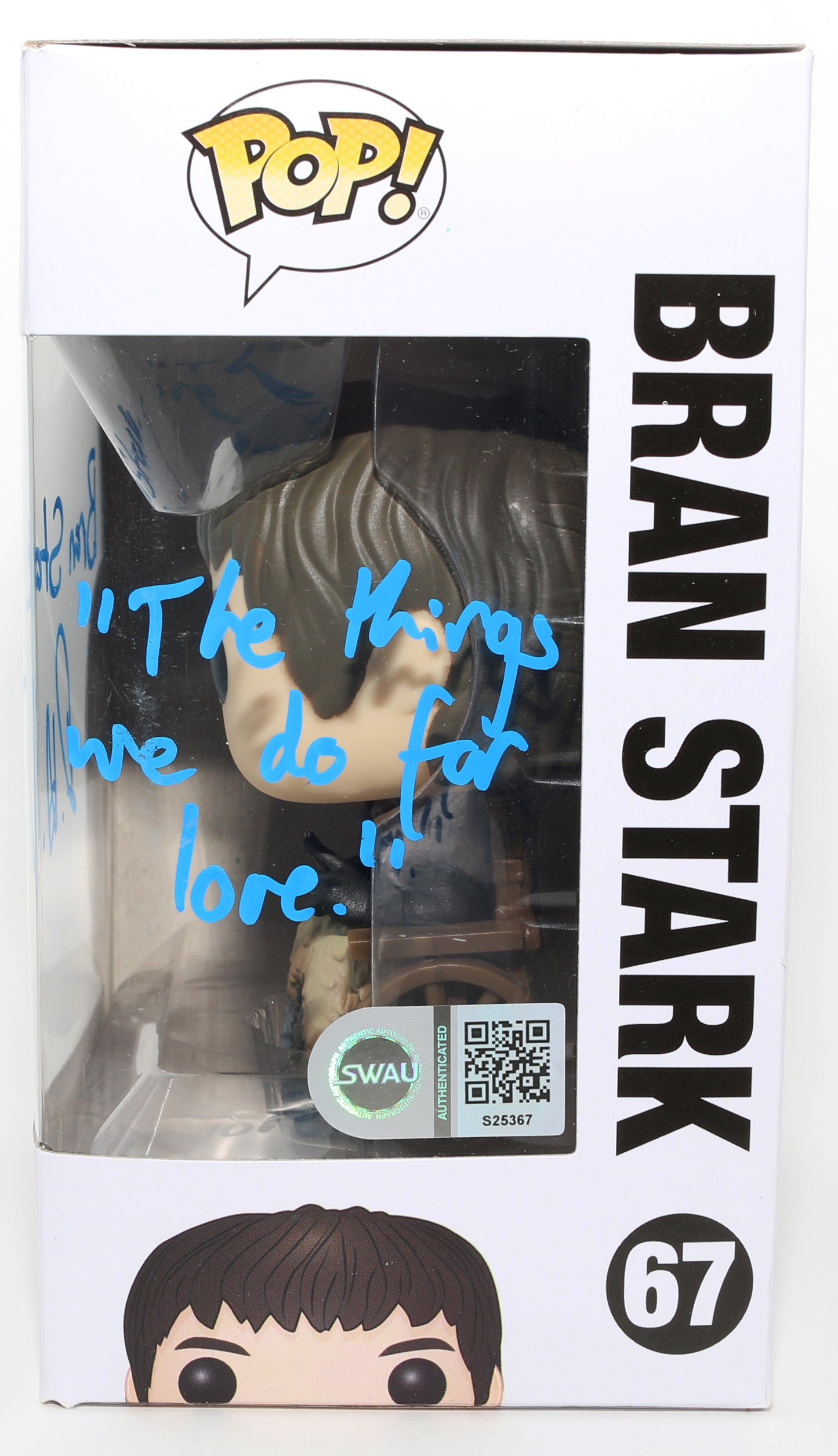 
                  
                    Isaac Hempstead Wright as Bran Stark in Game of Thrones (SWAU) Signed Funko POP! #67 with Character Name & Quote
                  
                