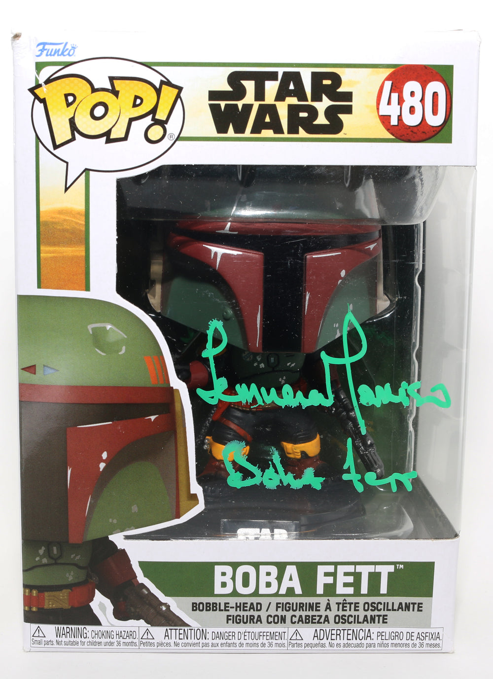 Temuera Morrison as Boba Fett in Star Wars: The Book of Boba Fett Signed Funko POP! #480 with Character Name
