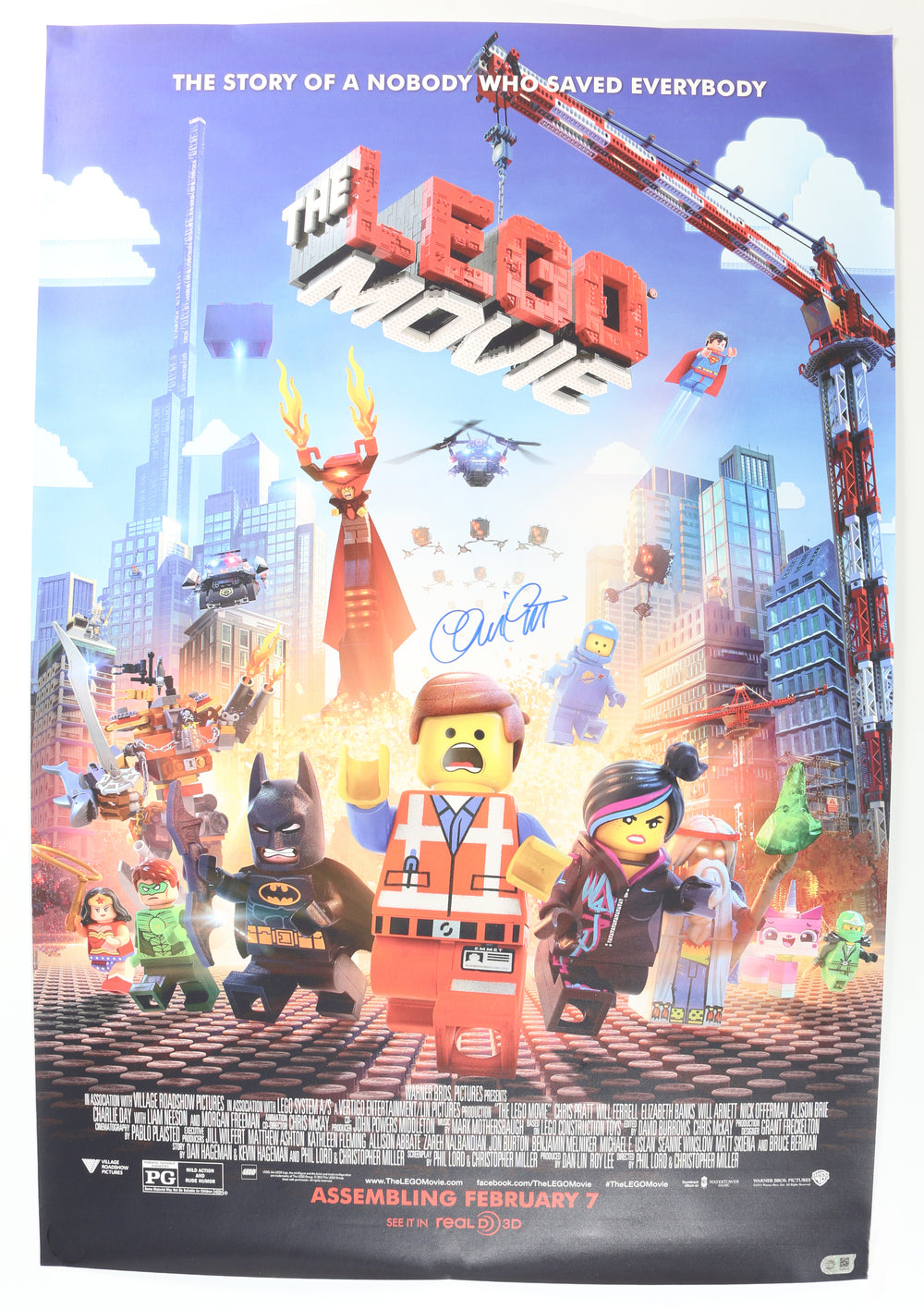 Chris Pratt as Emmet in The Lego Movie (SWAU) Signed 27x40 Poster