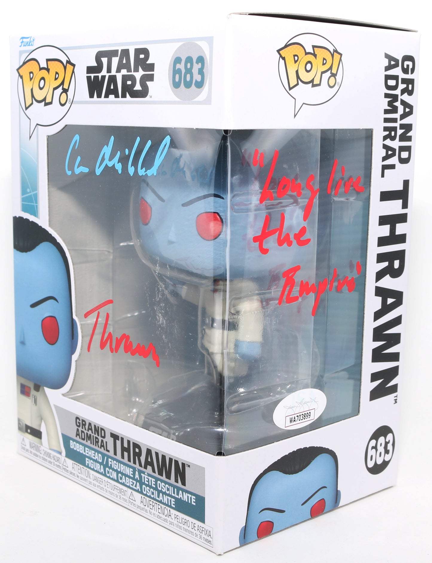 
                  
                    Lars Mikkelsen as Grand Admiral Thrawn in Star Wars: Ahsoka (JSA) Signed Funko POP! #683 with Character Name & Quote
                  
                