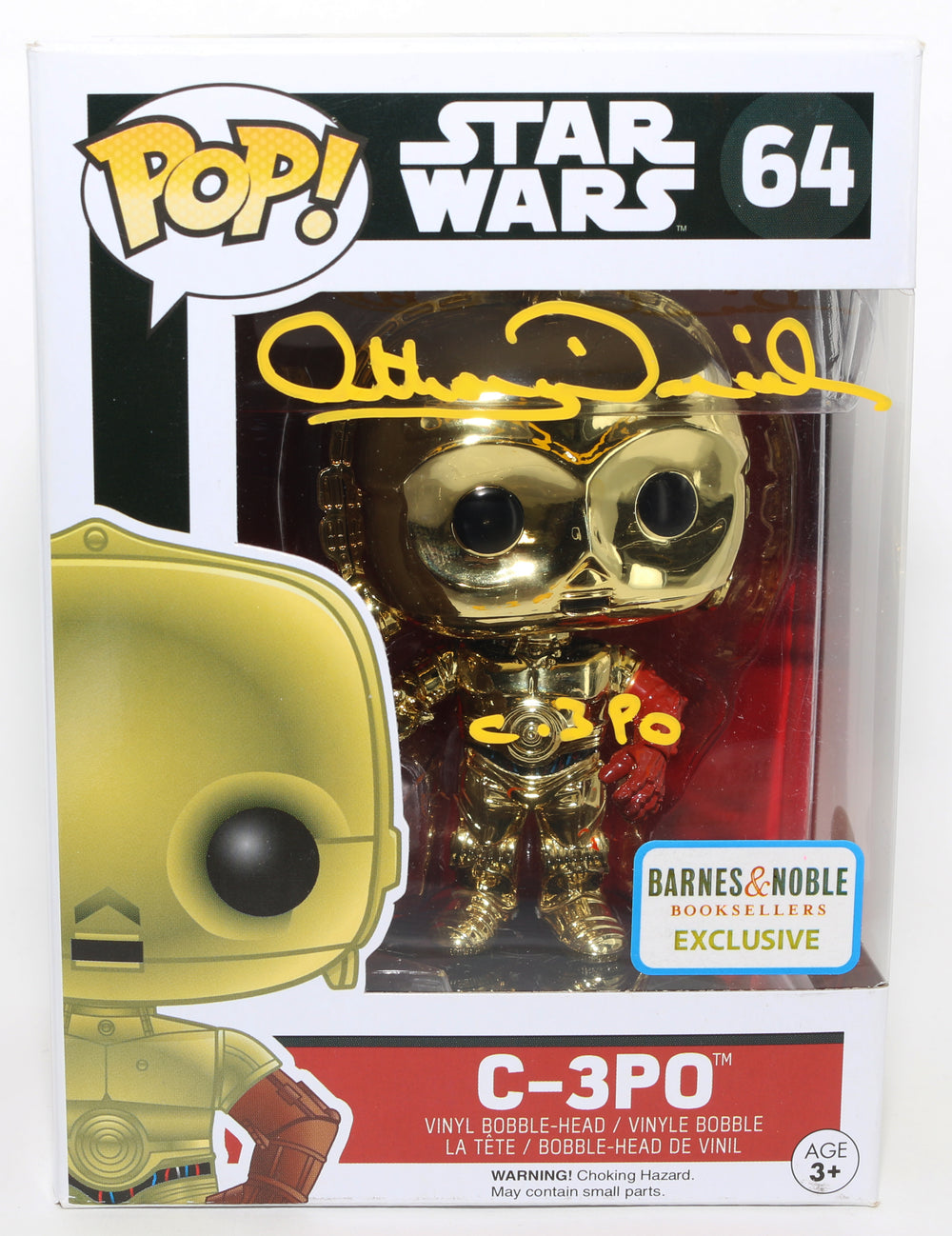 Anthony Daniels as C-3PO in Star Wars Barnes & Noble Exclusive (JSA) Signed Funko POP! #64 with Character Name