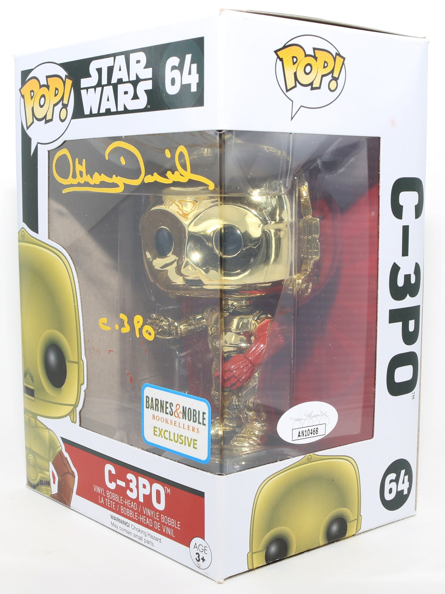 
                  
                    Anthony Daniels as C-3PO in Star Wars Barnes & Noble Exclusive (JSA) Signed Funko POP! #64 with Character Name
                  
                
