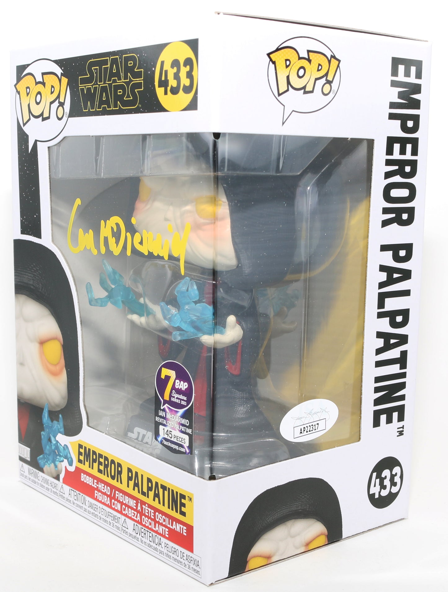 
                  
                    Ian McDiarmid as Emperor Palpatine in Star Wars: The Rise of Skywalker 7BAP Exclusive (JSA) Signed Funko POP! #433
                  
                