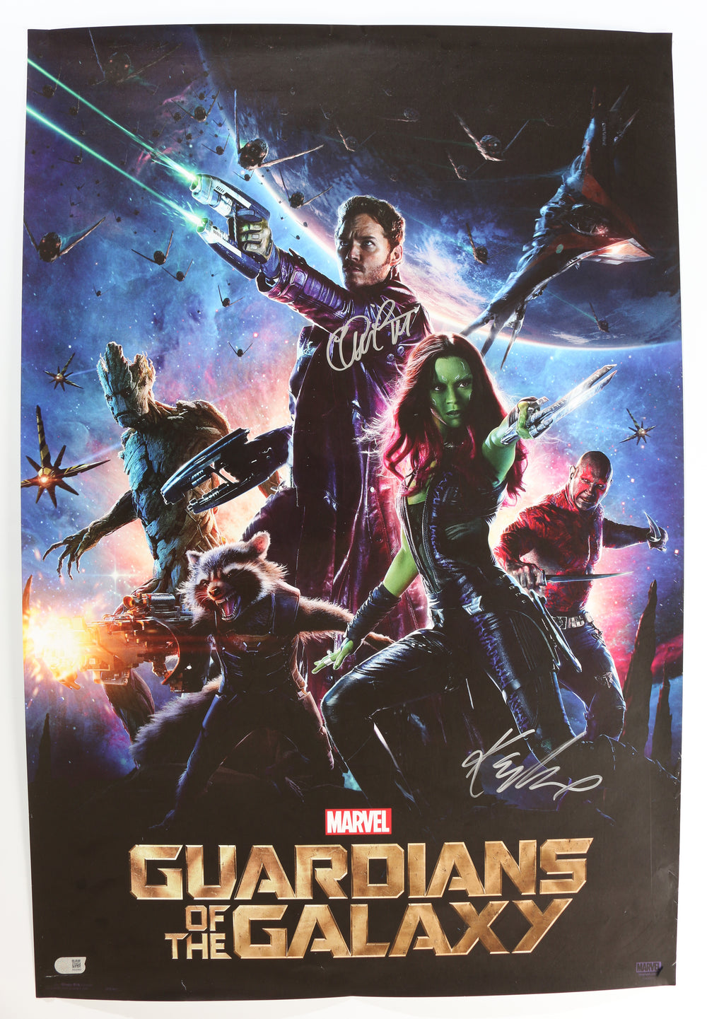 Chris Pratt as Star-Lord & Karen Gillan as Nebula in Guardians of the Galaxy (SWAU) Signed 24x36 Poster