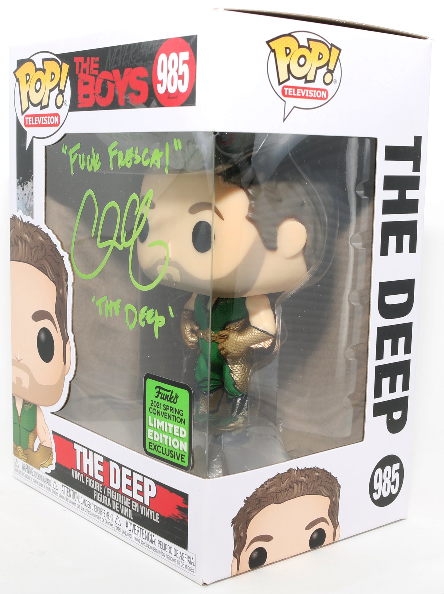
                  
                    Chace Crawford as The Deep in The Boys 2021 Spring Convention Limited Edition Signed Funko POP! #985 with Character Name & Quote
                  
                