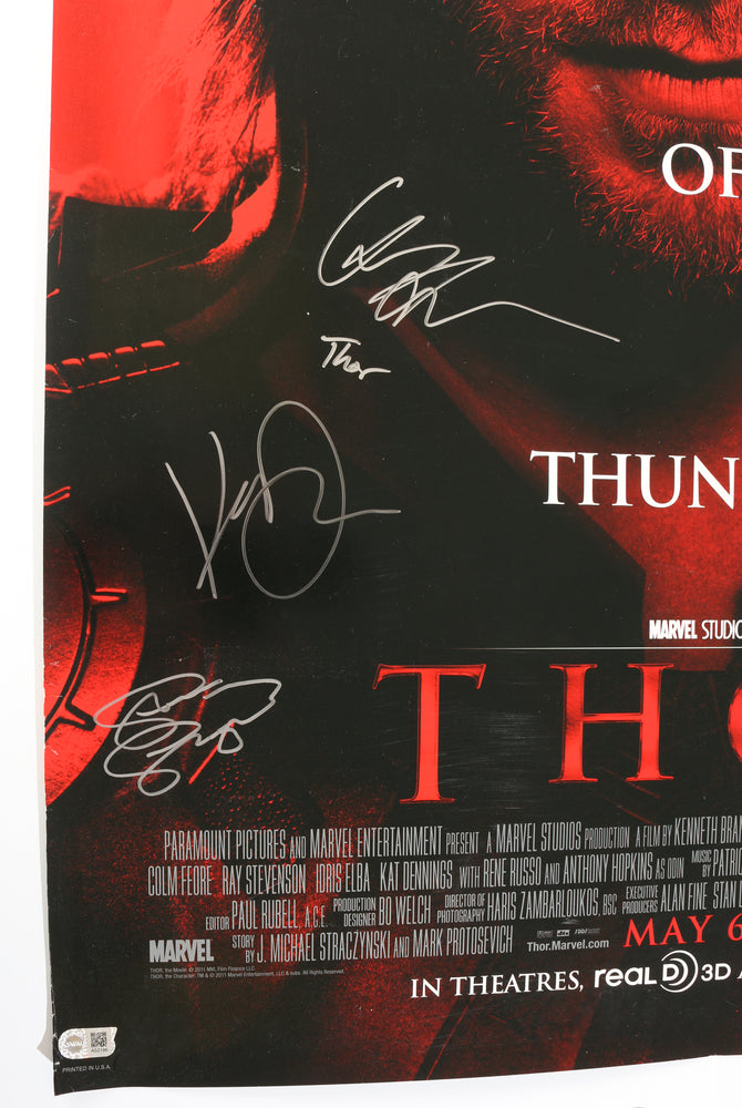 
                  
                    Thor 27x40 Double Sided Poster Cast (SWAU Witnessed) Signed by Chris Hemsworth, Stellan Skarsgard, & Kat Dennings with Character Name
                  
                