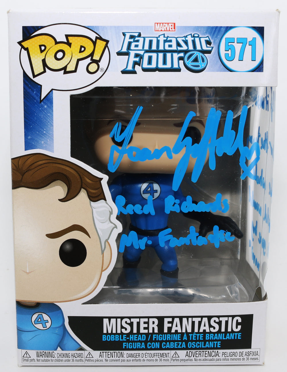 Ioan Gruffudd as Reed Richards / Mr. Fantastic in Fantastic Four (JSA) Signed Funko POP! #571 with Character Name & Quote