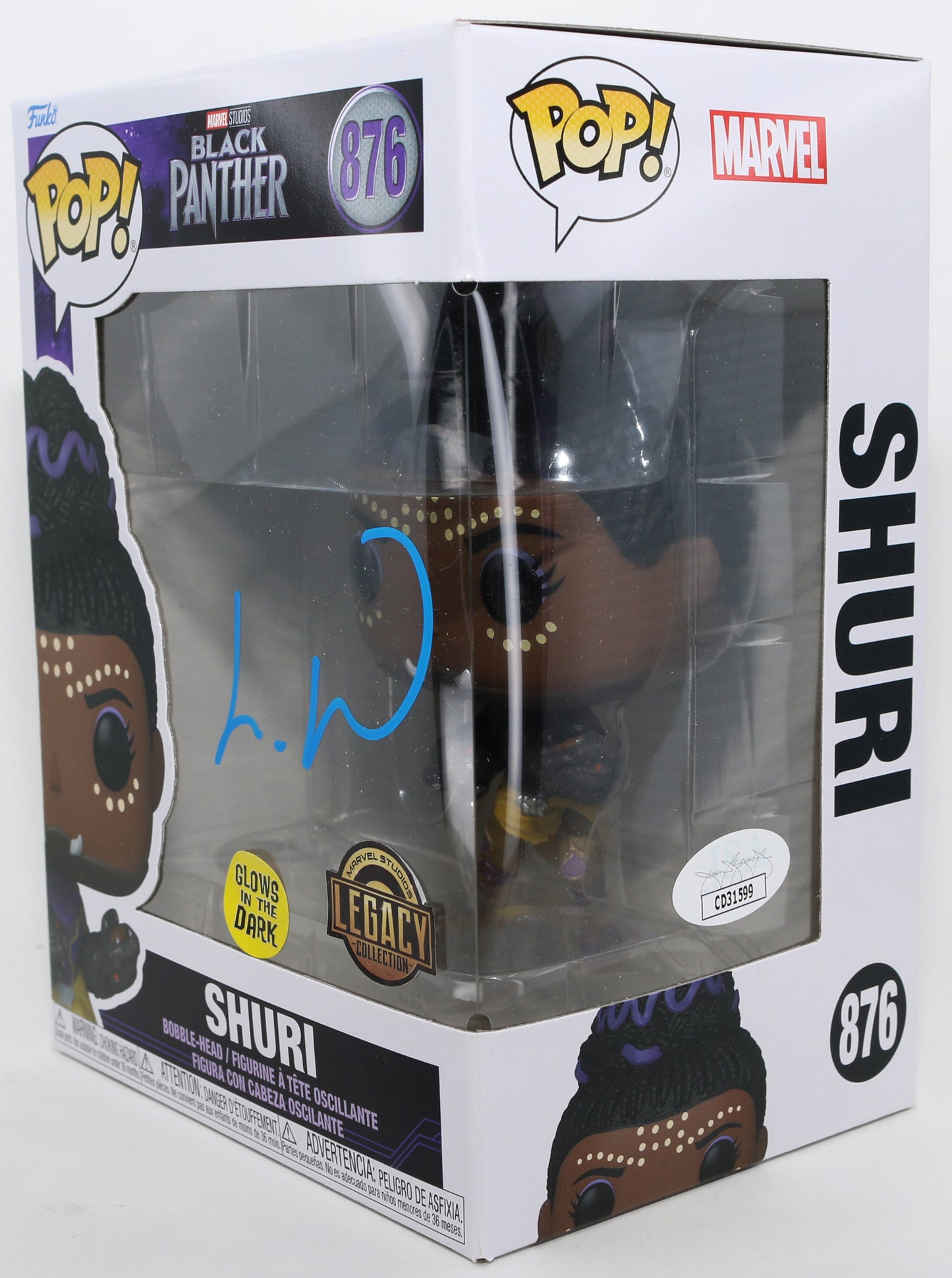 
                  
                    Letitia Wright as Shuri in Black Panther GITD Marvel Legacy Exclusive (JSA) Signed Funko POP! #876
                  
                