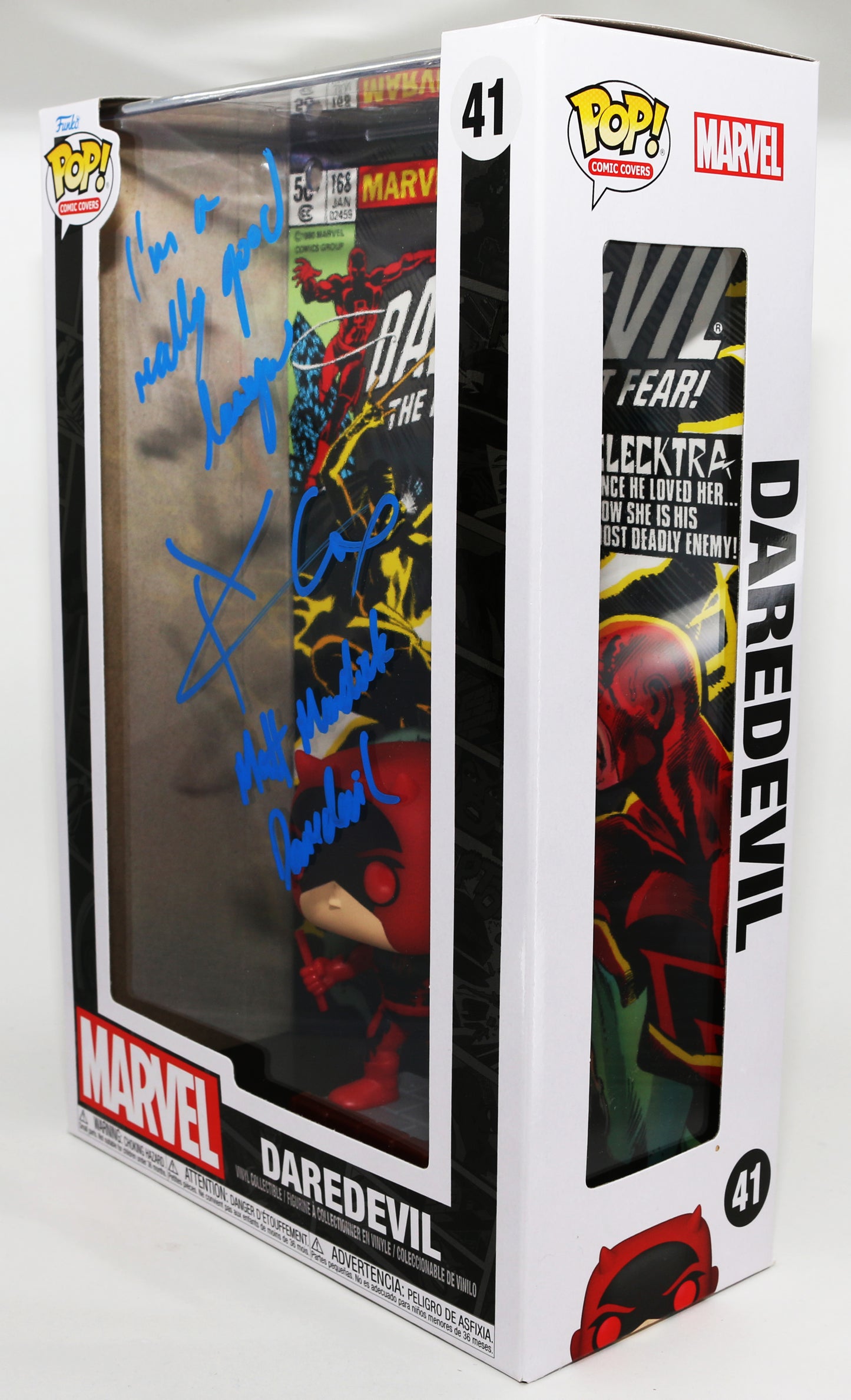 
                  
                    Charlie Cox as Matt Murdock / Daredevil in Daredevil Comic Cover Signed Funko POP! #41 with Character Name & Quote
                  
                