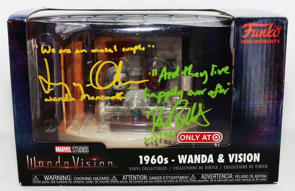 Elizabeth Olsen as Wanda & Paul Bettany as Vision [60's] in WandaVision Target Exclusive (Beckett) Signed Funko Mini Moments with Character Names & Quotes