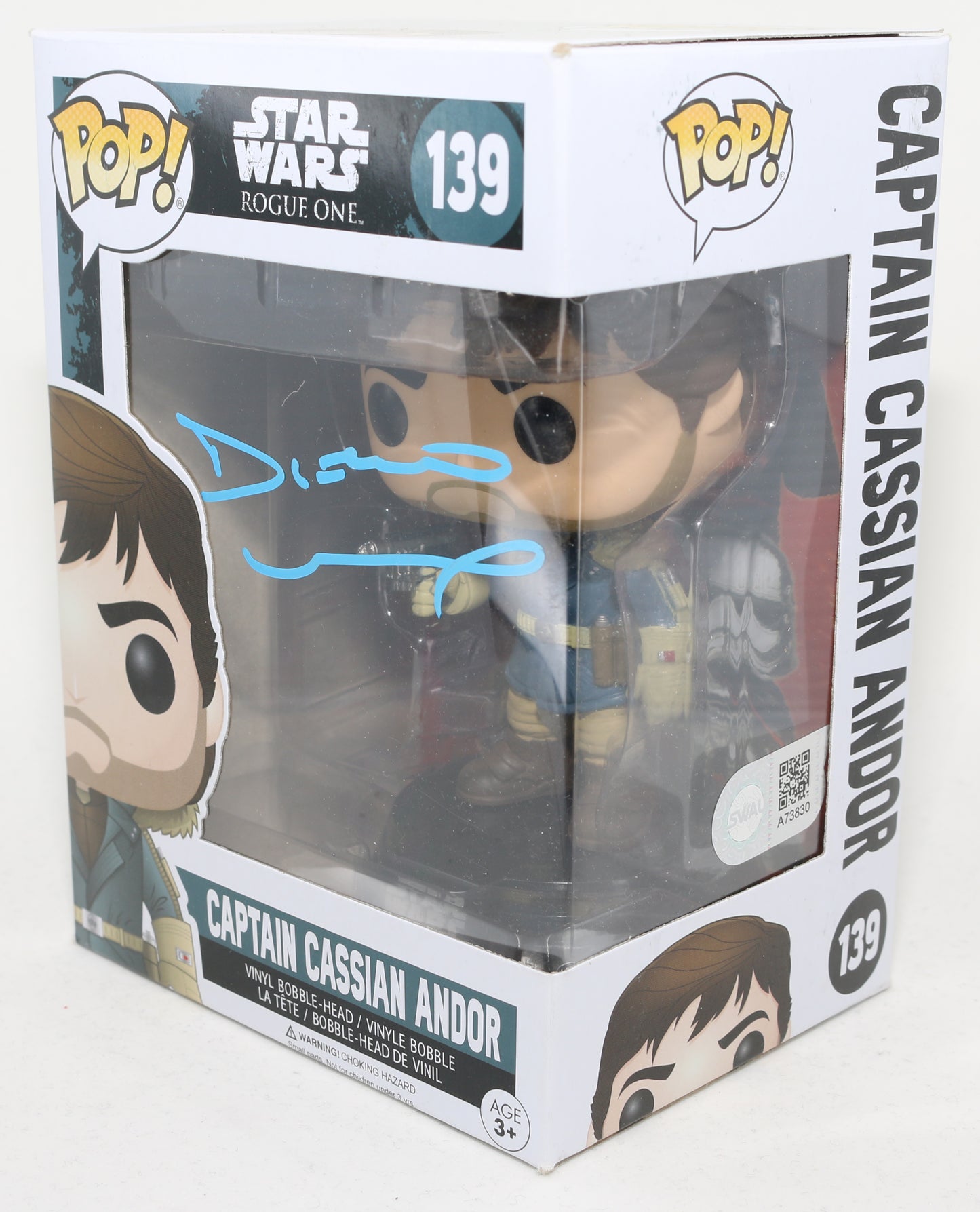 
                  
                    Diego Luna as Captain Cassian Andor in Rogue One: A Star Wars Story Signed Funko POP! #139
                  
                