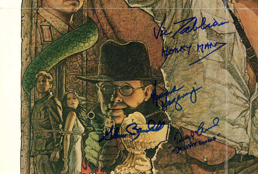 
                  
                    Indiana Jones and the Raiders of the Lost Ark 27x41 Poster Cast Signed by Harrison Ford, Karen Allen, Paul Freeman, John Rhys-Davies, Wolf Kahler, Jim Steranko, Joe Johnston, & More
                  
                