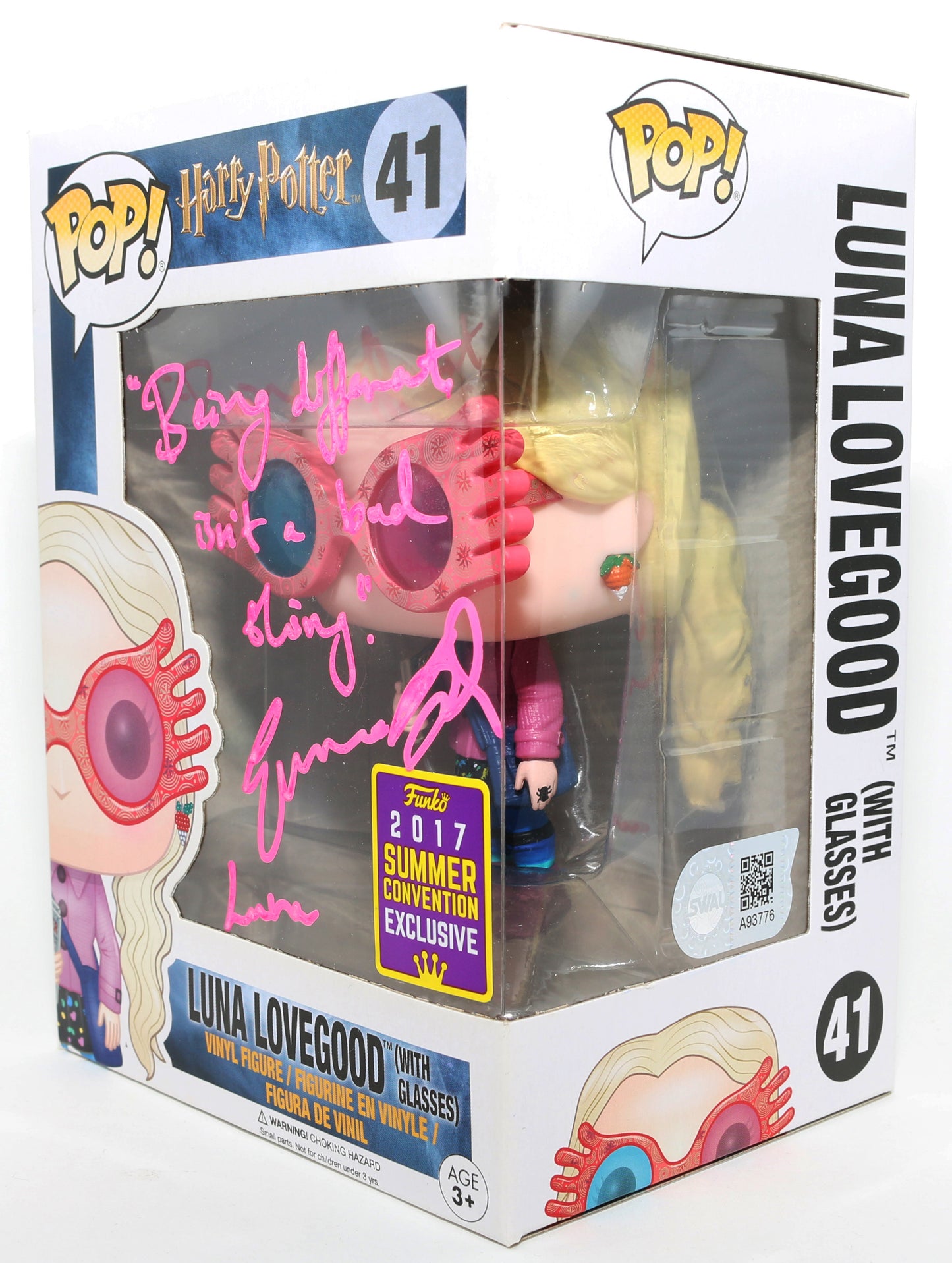 
                  
                    Evanna Lynch as Luna Lovegood in Harry Potter & the Half-Blood Prince 2017 Summer Con Exclusive (SWAU) Signed Funko POP! #41 with Character Name & Quote
                  
                