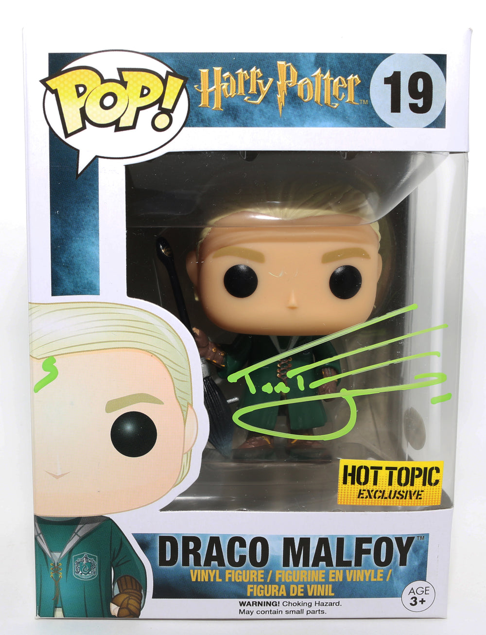 Tom Felton as Draco Malfoy in Harry Potter Hot Topic Exclusive (ACOA) Signed Funko POP! #19