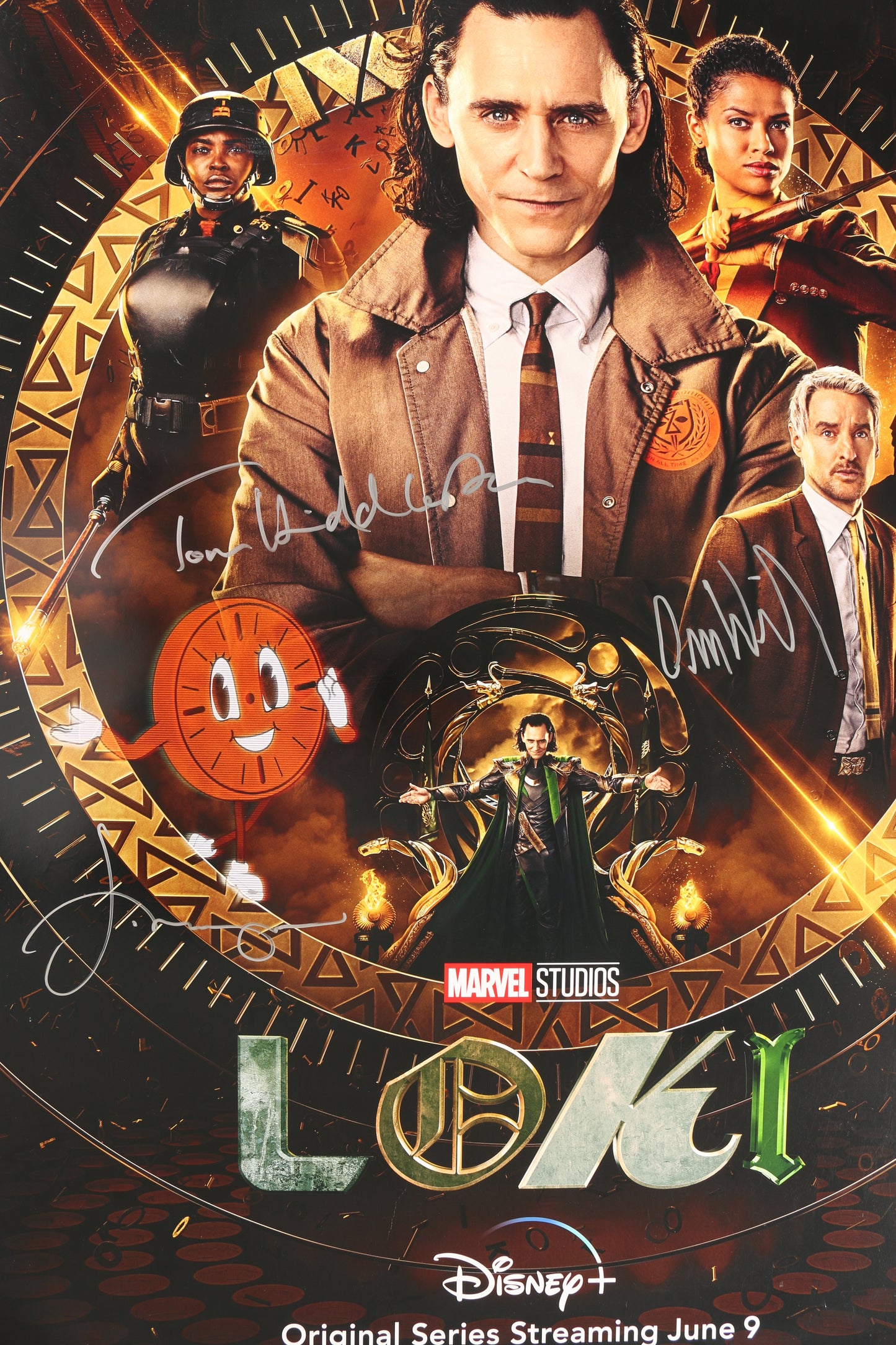 
                  
                    Loki 27x40 Poster (SWAU) Cast Signed by Tom Hiddleston, Owen Wilson, & Jonathan Majors
                  
                
