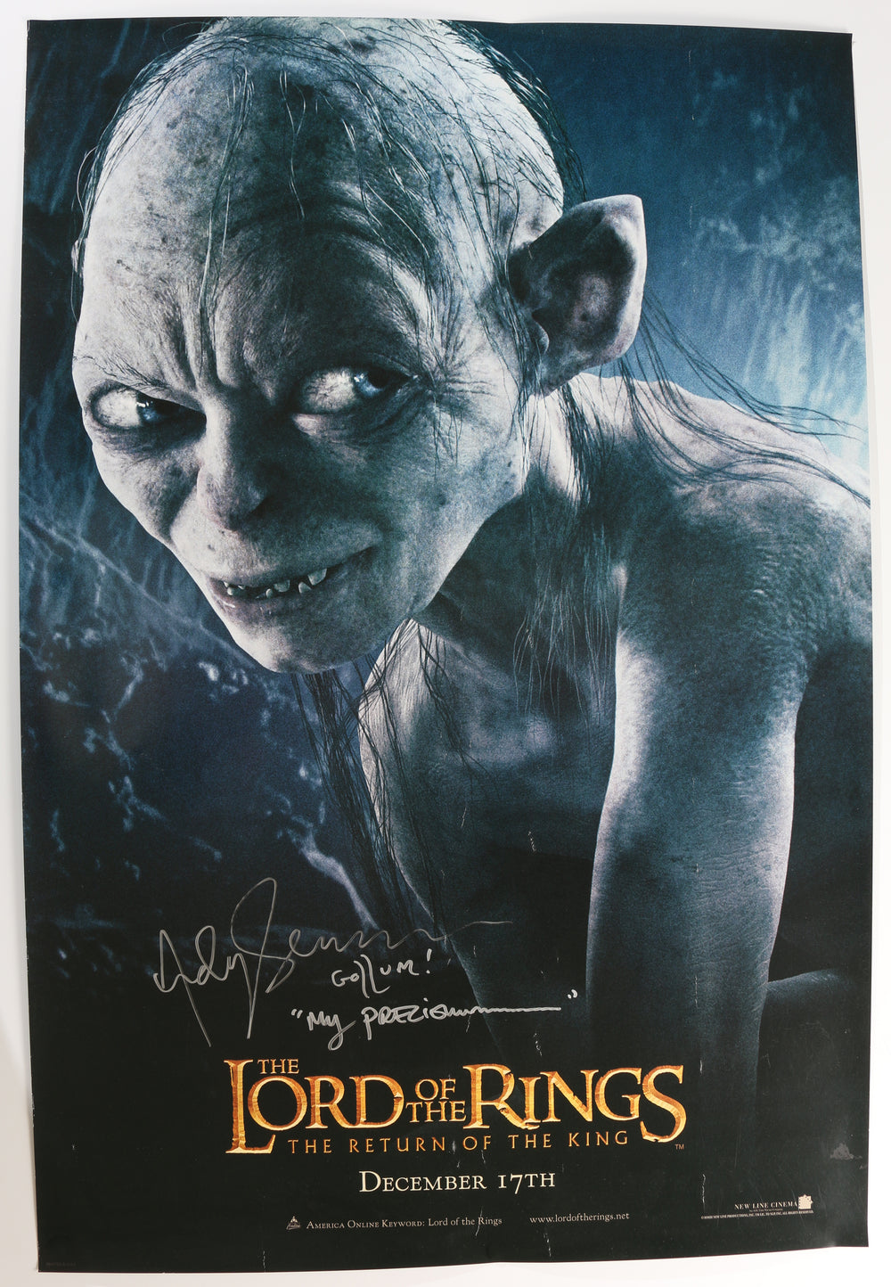 Andy Serkis as Gollum in The Lord of the Rings: The Return of the King Signed 27x40 Poster with Character Name & Quote