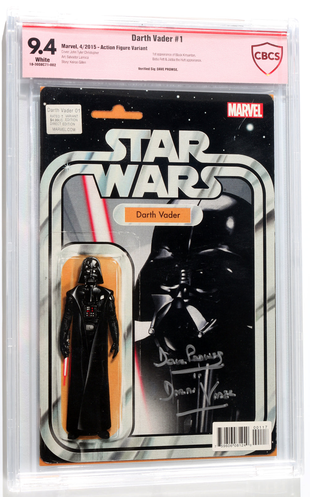 Darth Vader #1 Action Figure Variant - Signed by Dave Prowse as Darth Vader from Star Wars (CBCS Verified Signature 9.4) 2015 with Character Name