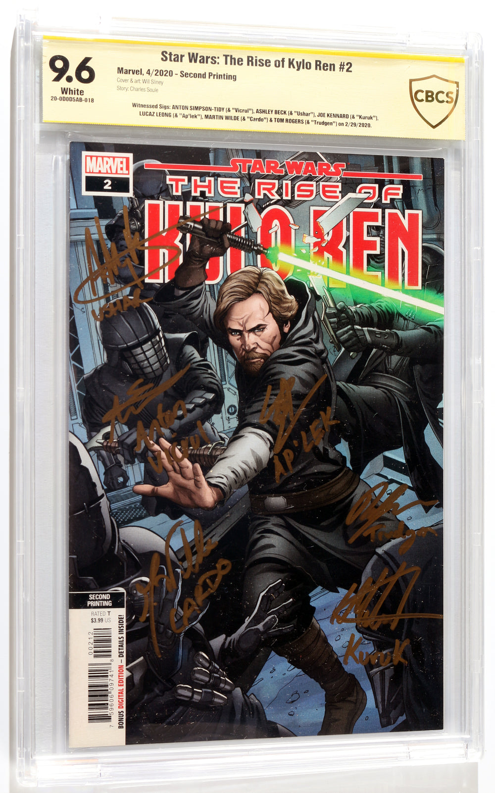 Star Wars: The Rise of Kylo Ren #2 - Signed by Anton Simpson-Tidy, Ashley Beck, Joe Kennard, Lucaz Leong, Martin Wilde, & Tom Rogers (CBCS Witness 9.6) 2020 with Character Names