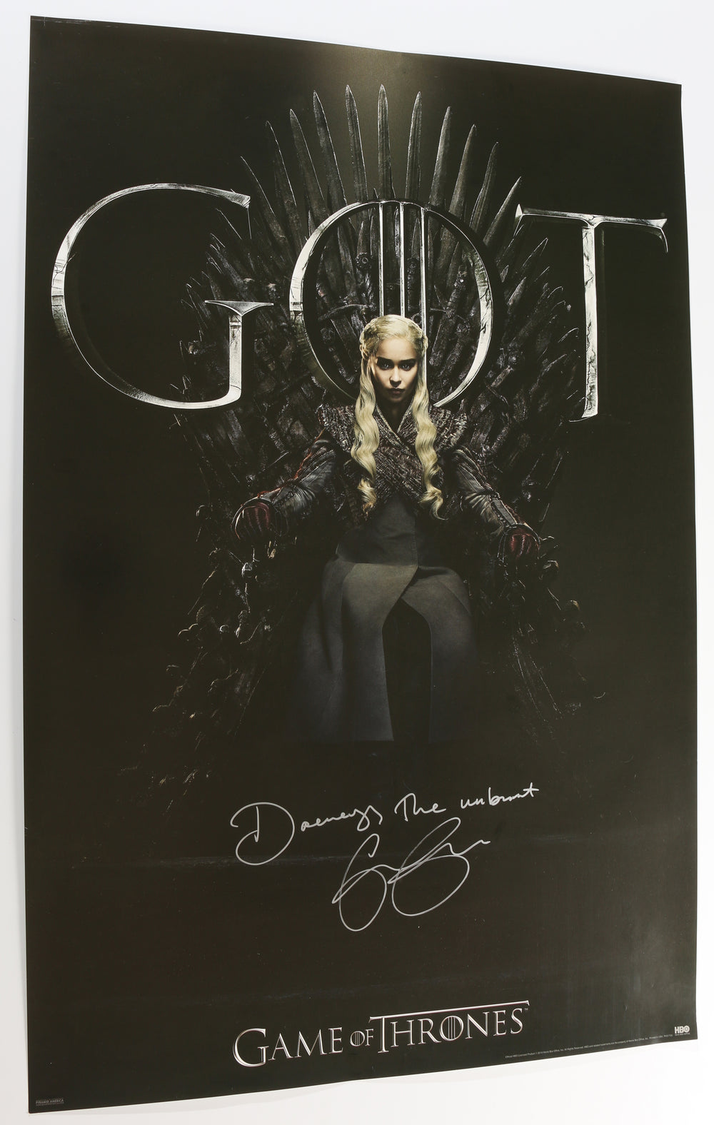 Emilia Clarke as Daenerys Targaryen in Game of Thrones Signed 24x36 Poster with Character Name