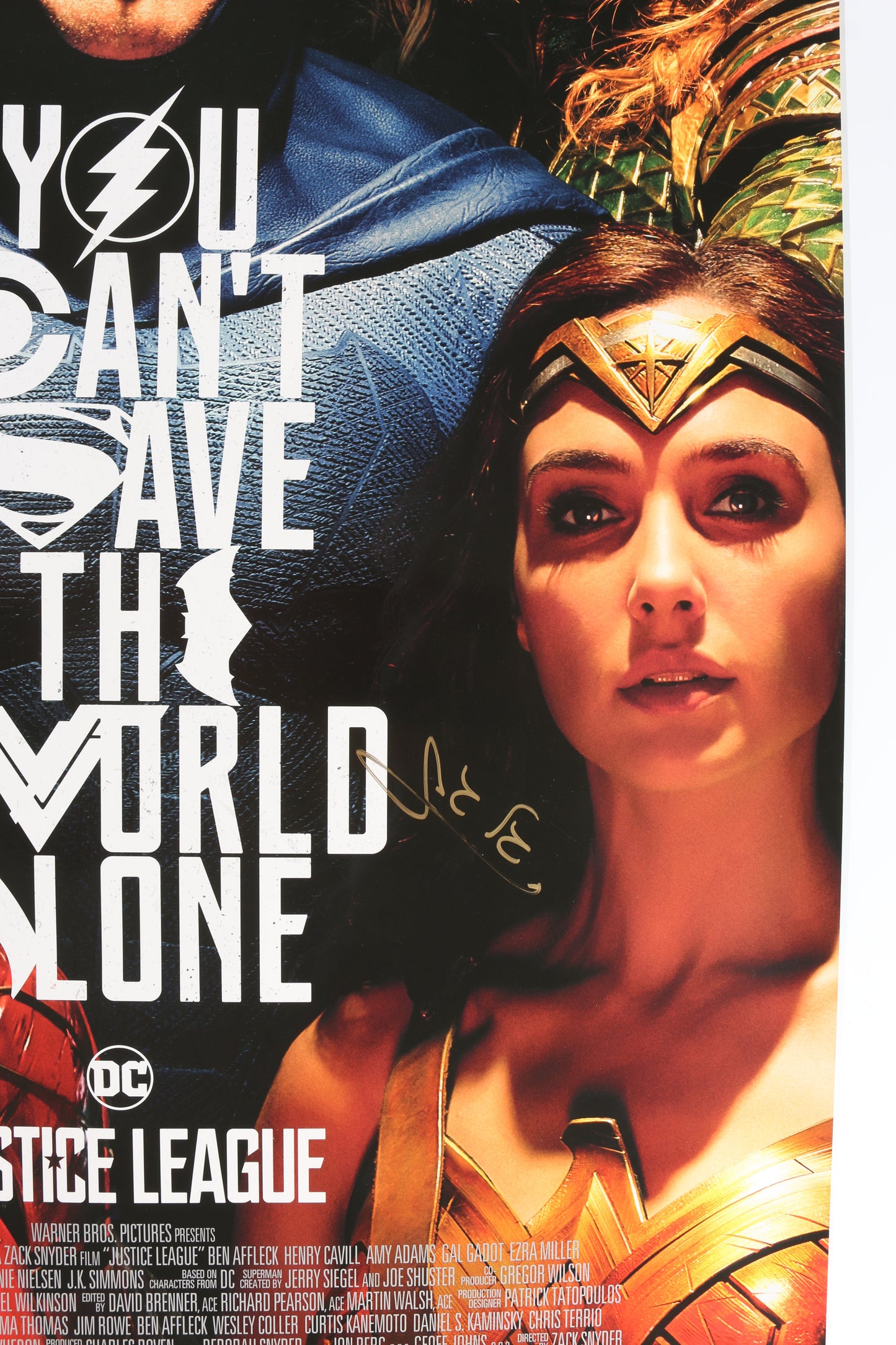 
                  
                    Gal Gadot as Wonder Woman in Justice League (SWAU) Signed 27x40 Poster
                  
                