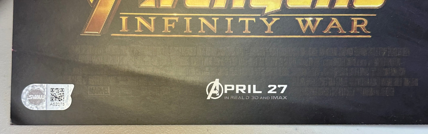 
                  
                    Avengers: Infinity War Mini Poster (SWAU) Cast Signed by Robert Downey Jr., Sebastian Stan, Chris Hemsworth, & Josh Brolin
                  
                