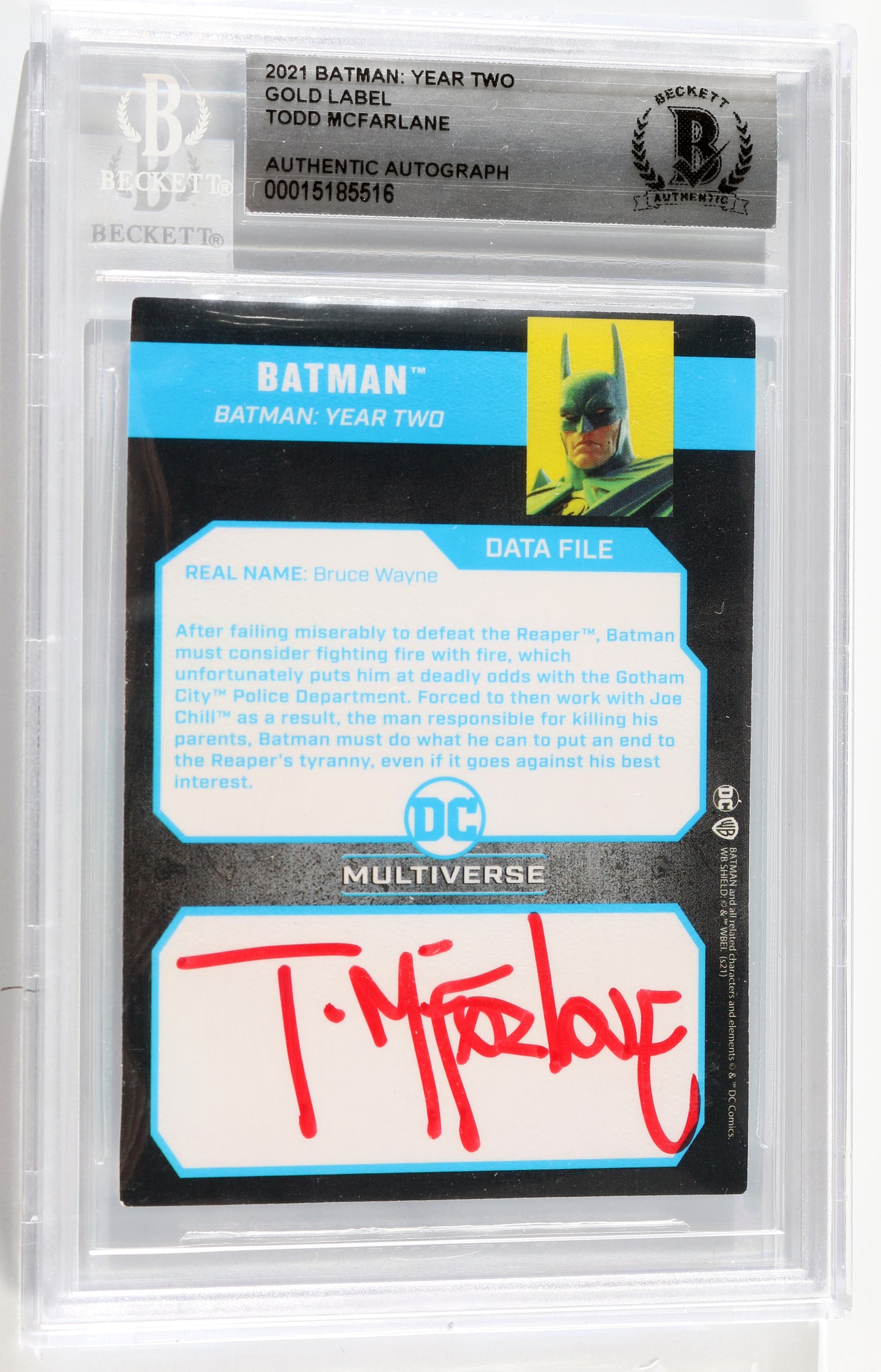 
                  
                    Todd McFarlane Comic Artist for Batman: Year Two (Beckett Encapsulated) Signed 2021 Trading Card
                  
                