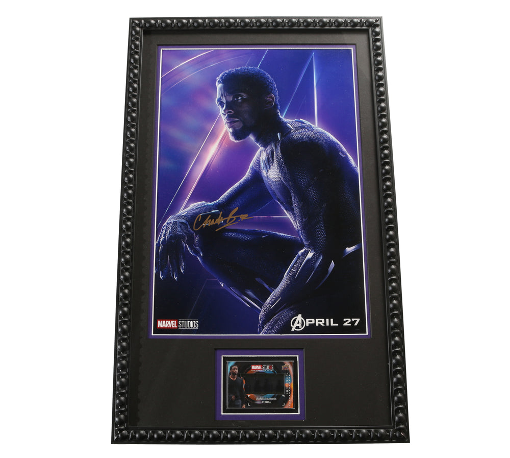 Chadwick Boseman as Black Panther in Avengers: Infinity War Signed 12x18 Framed Photo with Upper Deck Film Cels Card - Rare