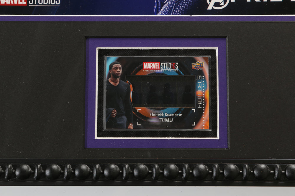 
                  
                    Chadwick Boseman as Black Panther in Avengers: Infinity War Signed 12x18 Framed Photo with Upper Deck Film Cels Card - Rare
                  
                