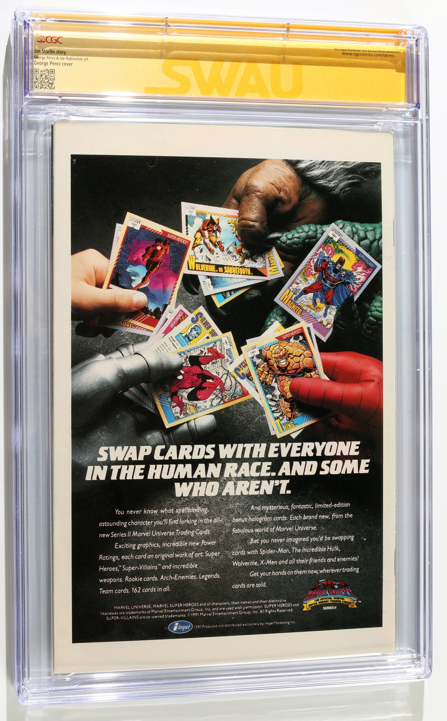 
                  
                    Infinity Gauntlet #3 - Signed by Chris Evans as Captain America from The Avengers (SWAU CGC Signature Series 9.8) 1991
                  
                