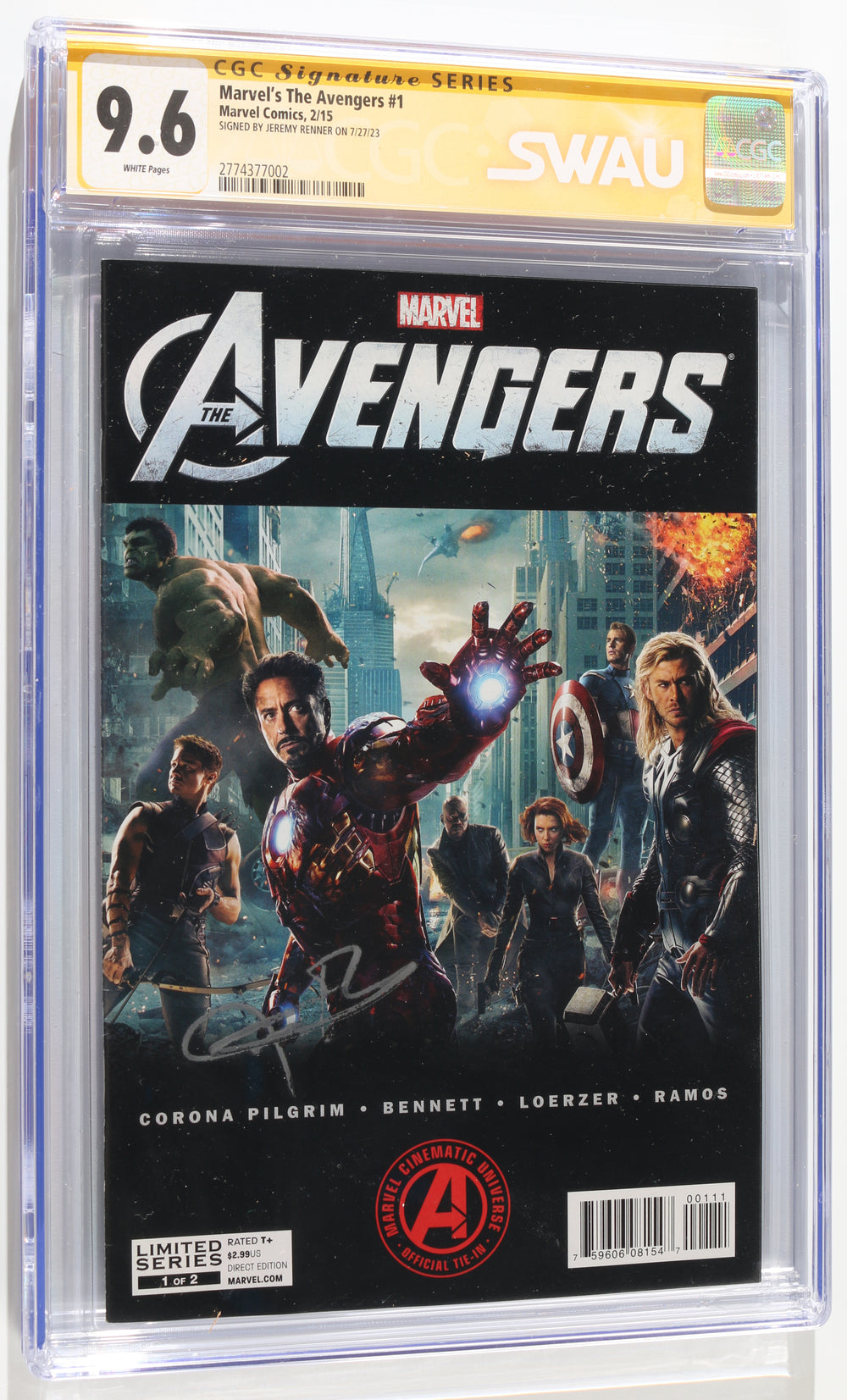 Marvel's The Avengers #1 - Signed by Jeremy Renner as Hawkeye in The Avengers (SWAU CGC Signature Series 9.6) 2015