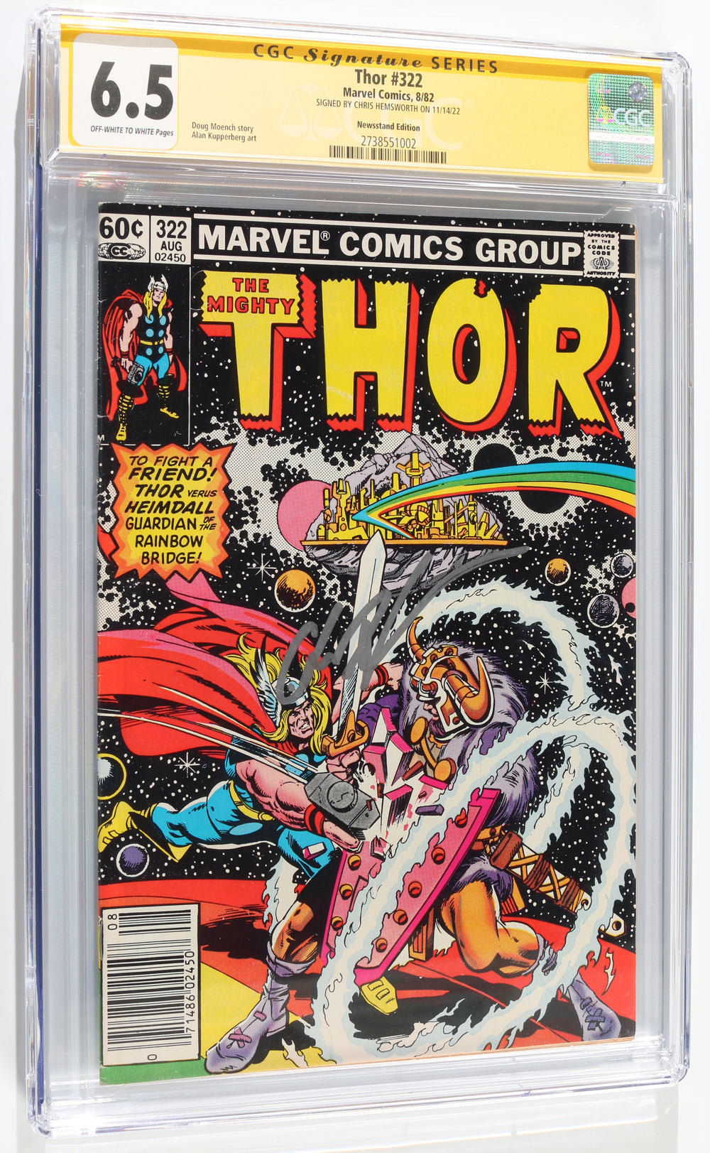 Marvel's Thor #322- Signed by Chris Hemsworth as Thor from The Avengers (CGC Signature Series 6.5) 1982