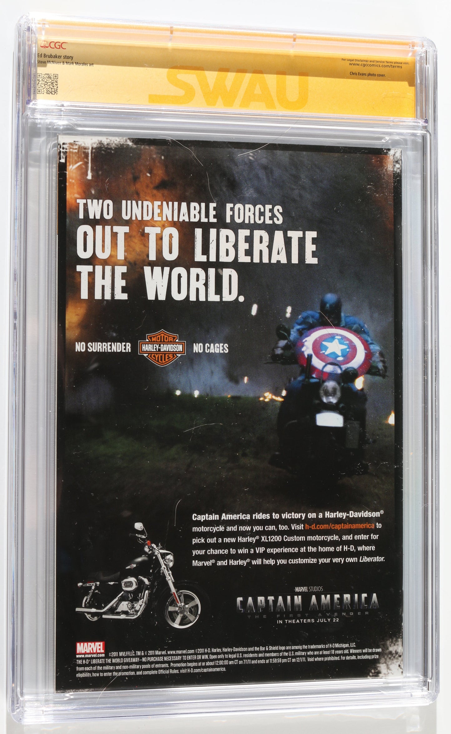 
                  
                    Captain America #1 - Signed by Chris Evans as Captain America in Captain America: The First Avenger (SWAU CGC Signature Series 9.2) 2023
                  
                