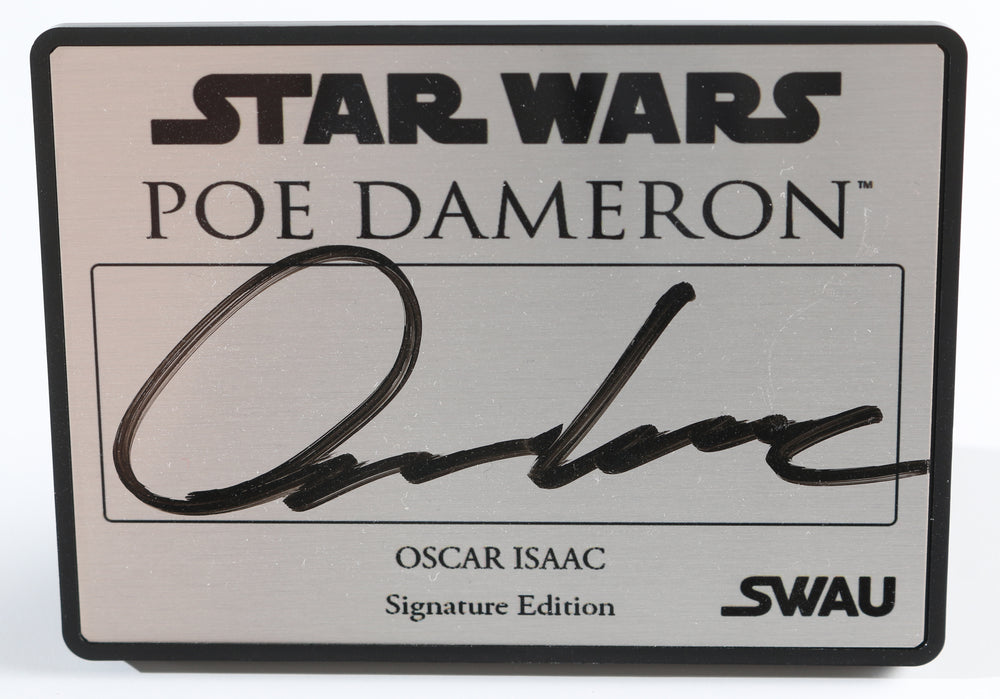 Oscar Isaac as Poe Dameron in Star Wars: The Force Awakens Signed 2.5x3.5 Plaque